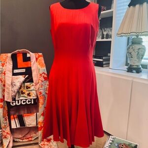 Calvin Klein Red Pleated Midi Dress for Cocktail